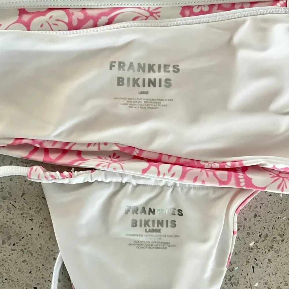 Frankie’s Bikinis Pink Hibiscus Bikini Set Holiday Top Tia Bottom In Sand Sugar